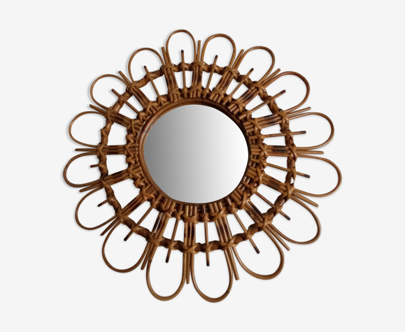Vintage bamboo mirror 56cm