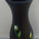 Très grand vase noir décor fleurs hauteur 61,50 cm