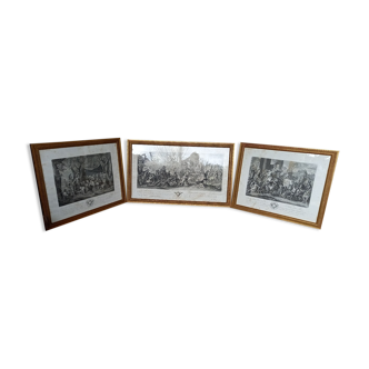 Lot de 3 gravures.