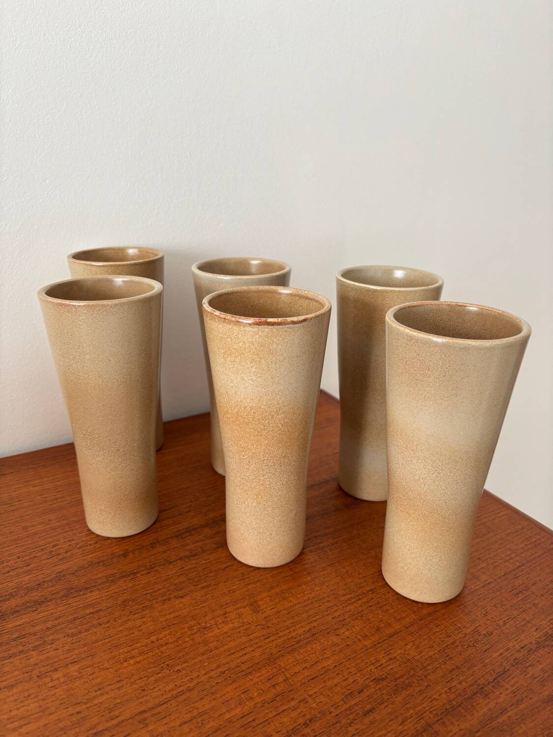 Set of large glazed stoneware cups from Niderviller – vintage tableware