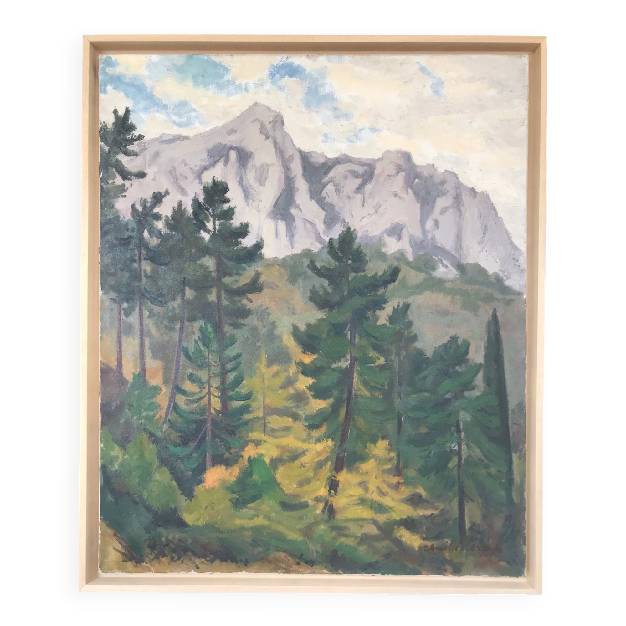 Oil on canvas by Camille Leroy 1905-1995. Alpes-Maritimes.