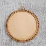 Round vintage rattan mirror 1970