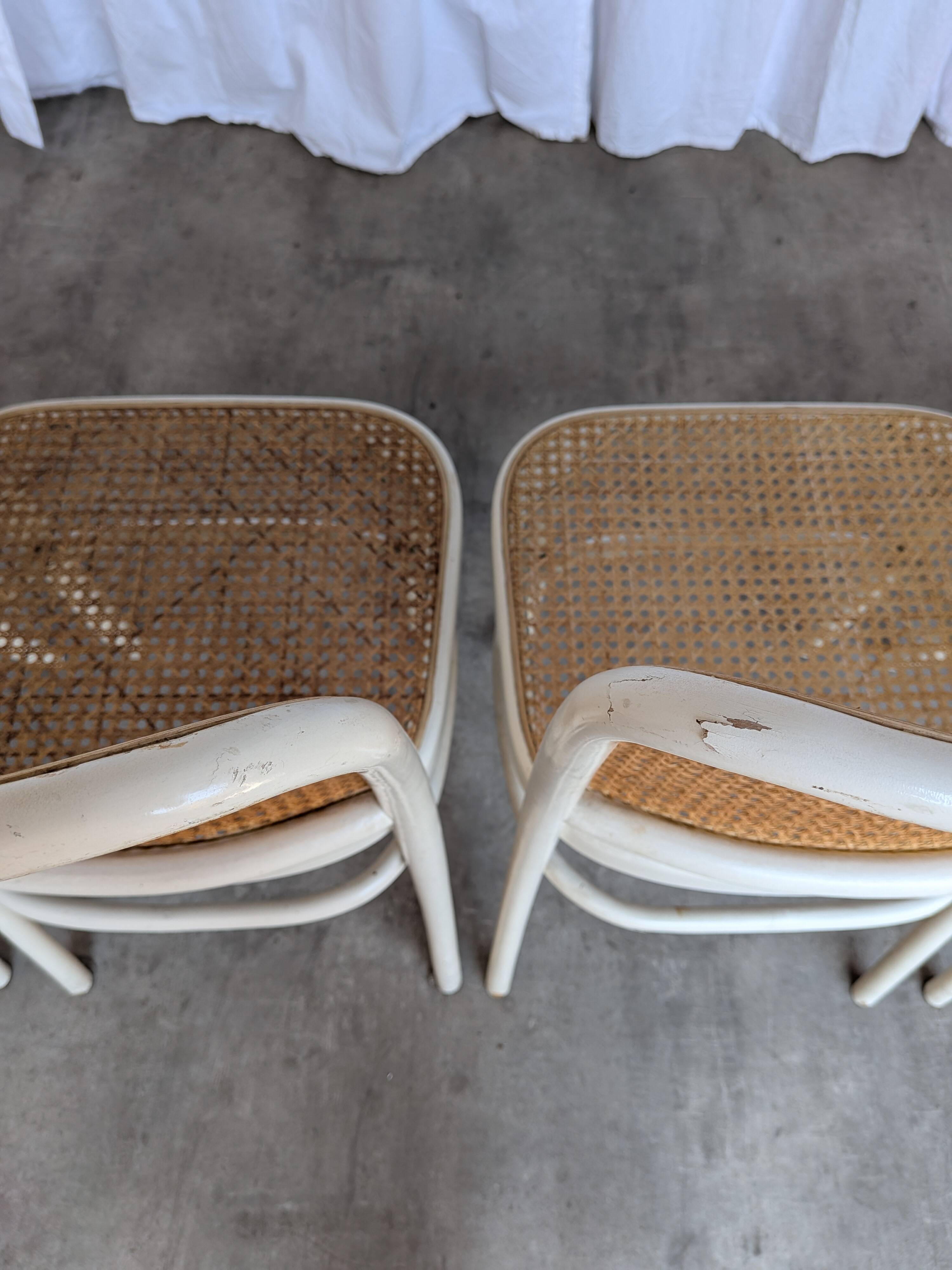 Set of 4 Thonet Style 811 Cane Chair: Josef Hoffman Mid-Century Modern Furn