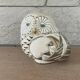 Ceramic owl by Rosa Rinconada, gold and platinum.