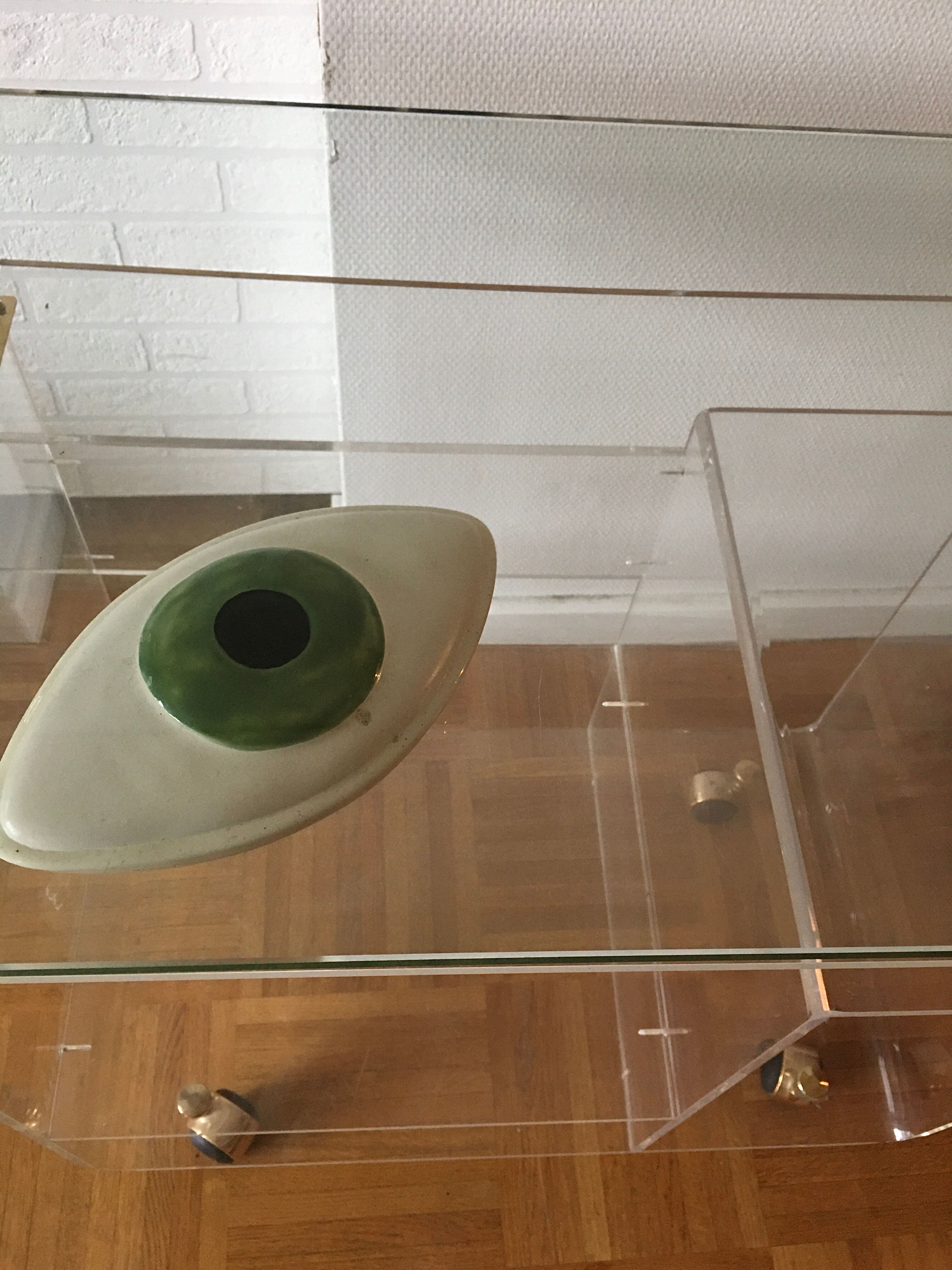 Plexiglas desk and vintage glass