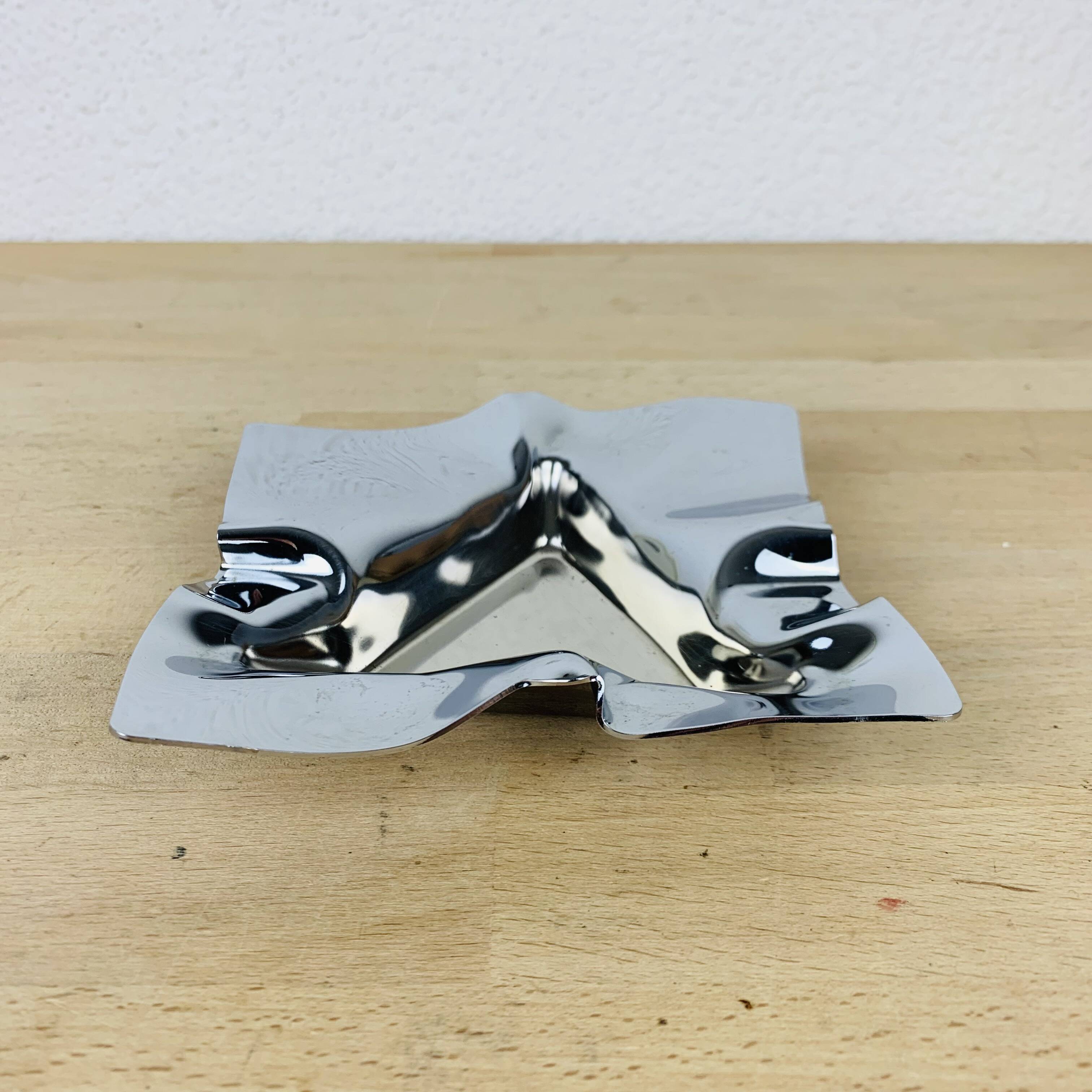 Chromed stainless steel designer ashtray