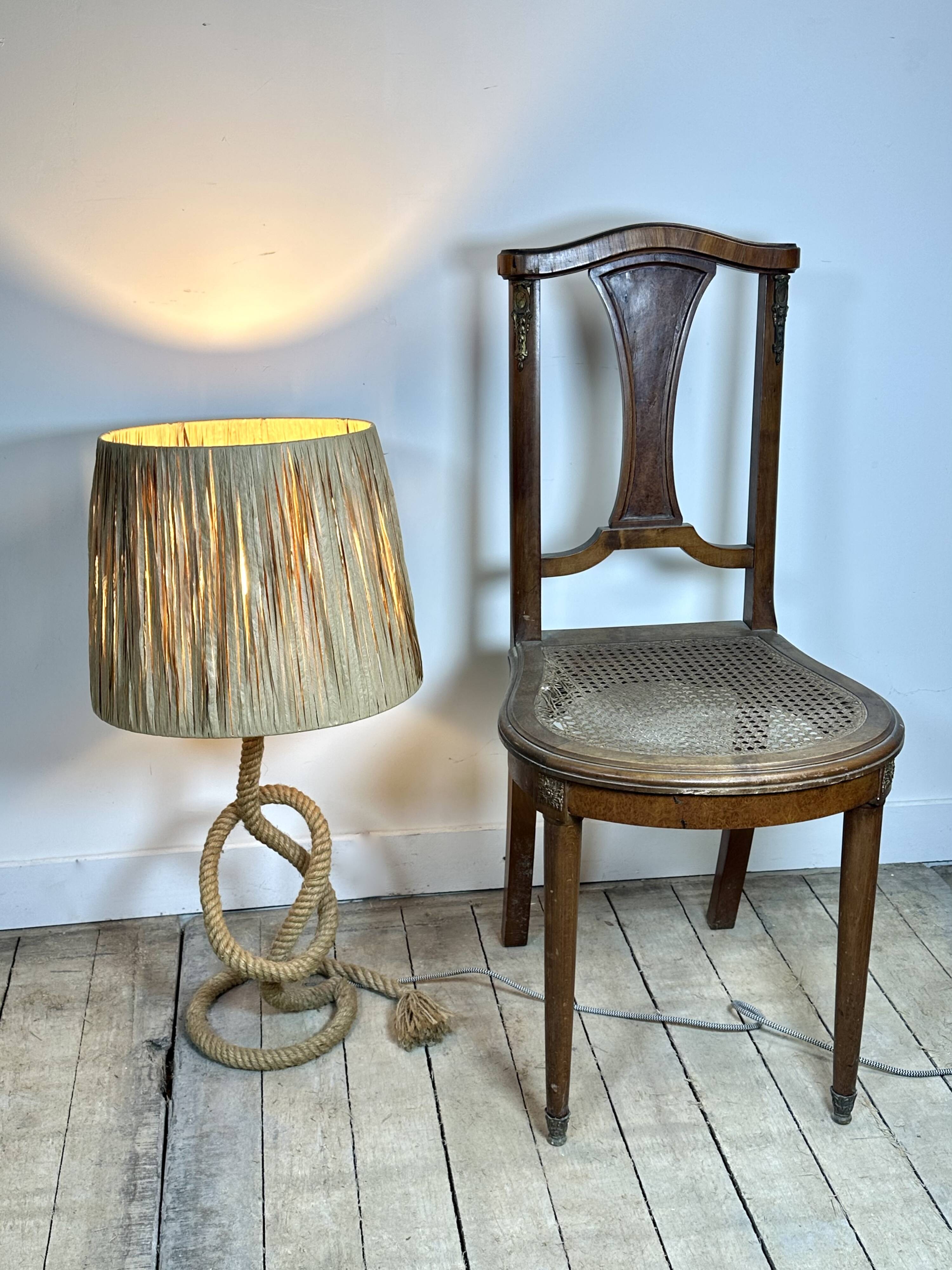 Audoux Minet lamp in rope and raffia 1950s