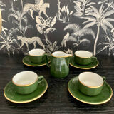 Set of 4 cups and their saucers and milk jug
