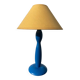 Blue and yellow turned wood lamp SCE 1990