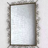 Rectangular mirror from the 1970s with brass surround