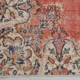 Faded Salmon Vintage Large Antique Rug For Living Room, 261x350 Cm