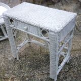 Vintage white rattan dressing table 60s-70s