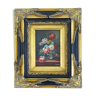Oil on panel flower bouquet, signed