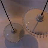 Duo of opaline hanging lamps