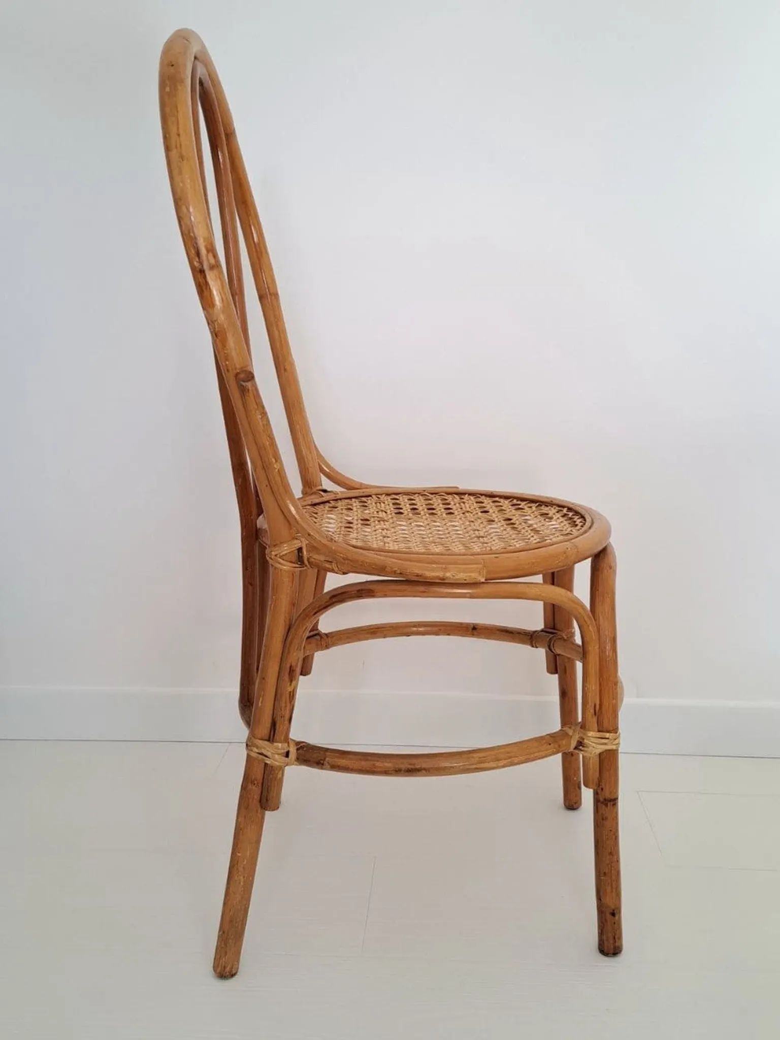 Vintage bamboo and cane chair, Thonet bistro style.