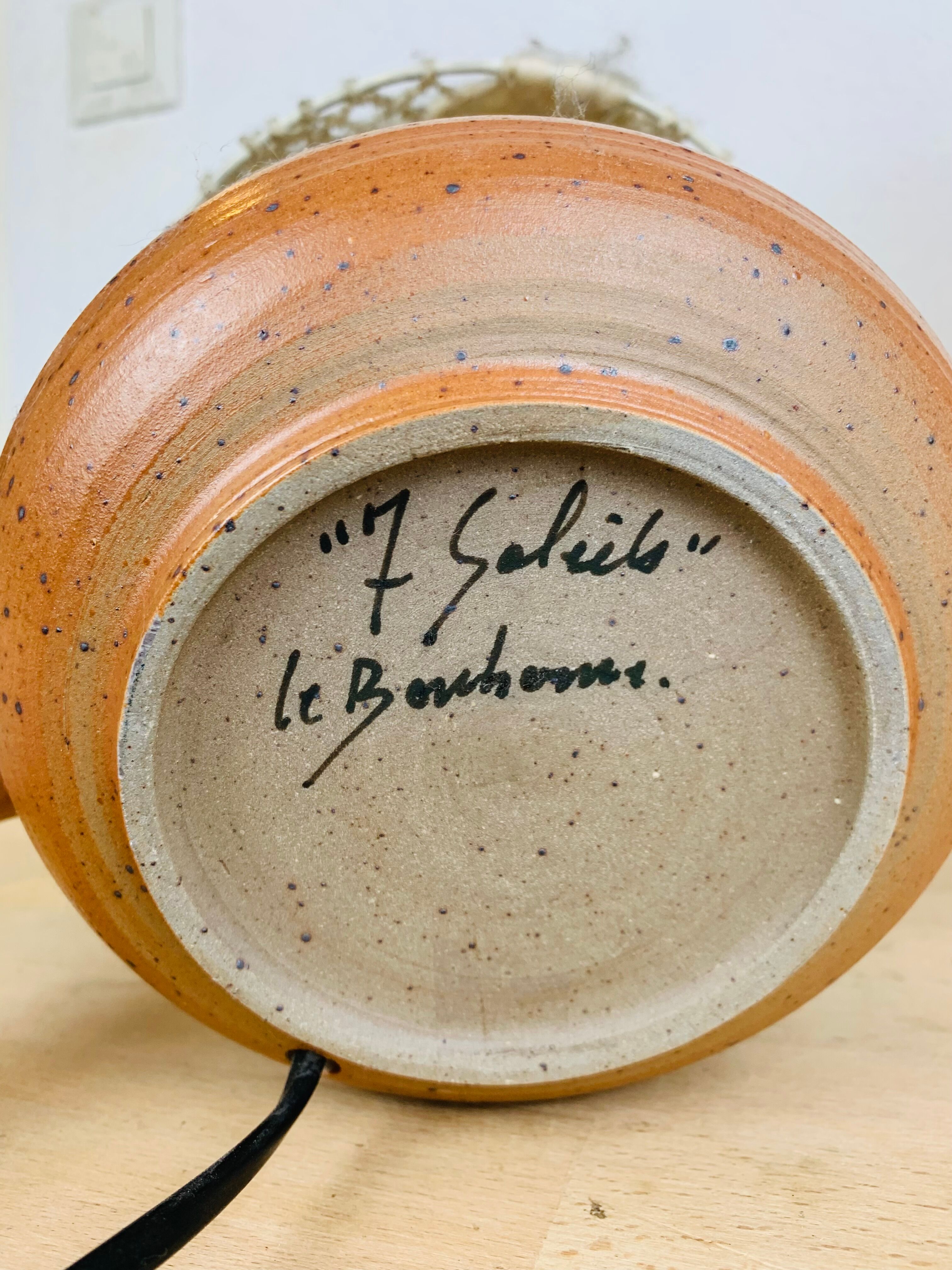 Paire de lampes grès abat jour laine atelier 7 soleils de Bernadette Ver Eecke Scherrer