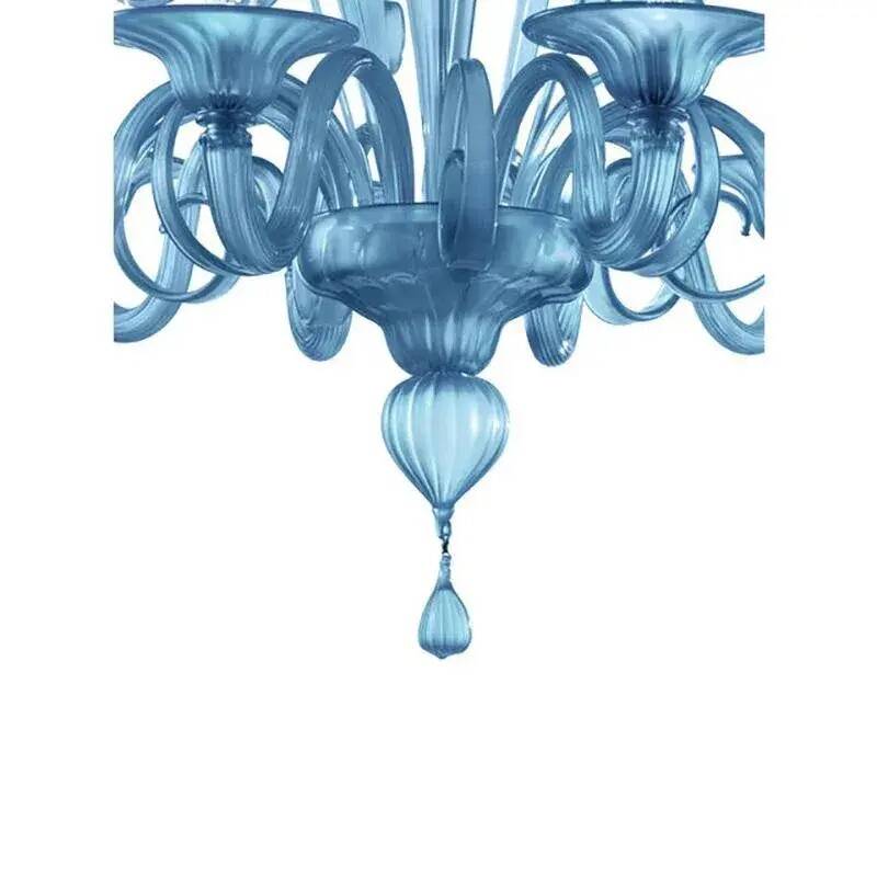 Venetian Blue Satin Murano Glass Chandelier by Simoeng