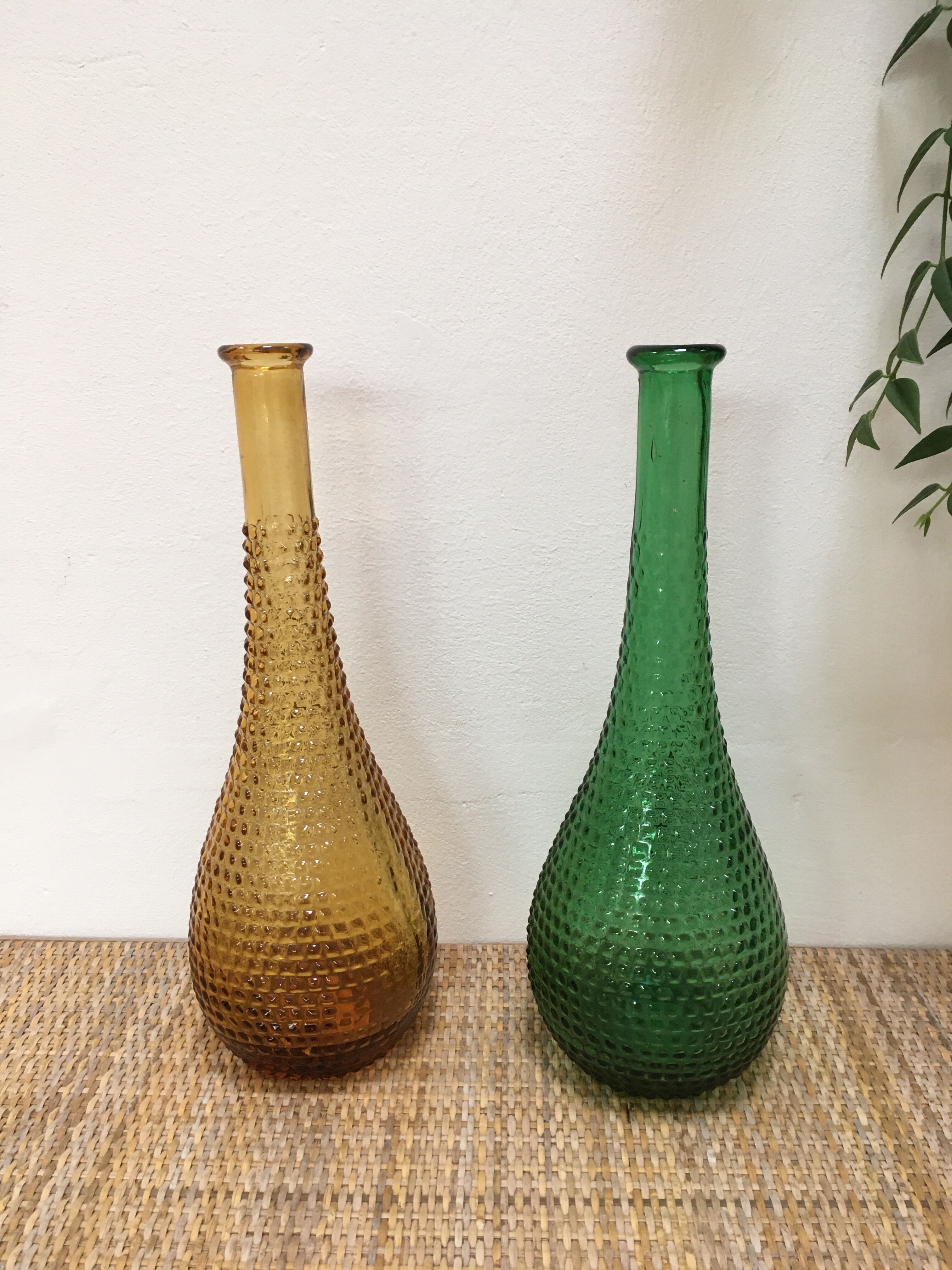 Carafe Empoli amber relief diamond tips