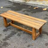 Vintage solid wood farm bench, 115cm