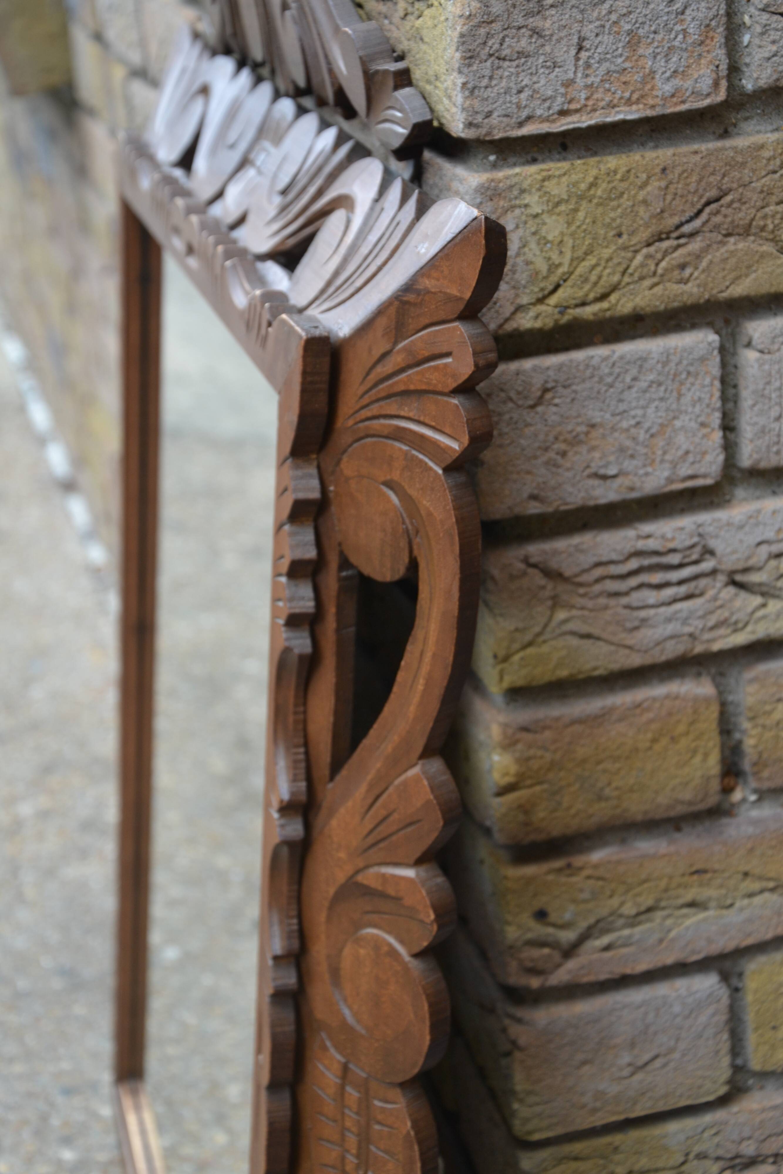 Old large carved wooden mirror 62/93