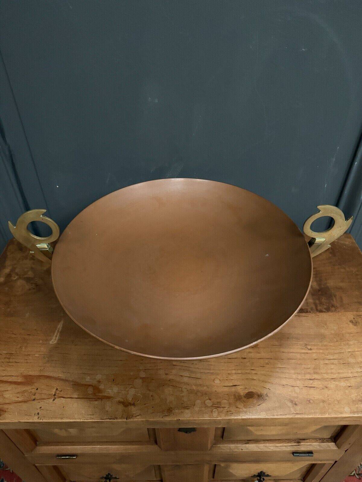 1930 copper bowl with Art Deco bronze handles