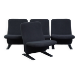 Set of 4 comfortable black vintage design armchairs