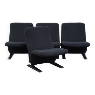 Lot de 4 fauteuils confortables design vintage noirs