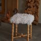 High oak stool, reupholstered in lambswool, Danish cabinetmaker, 1950s.