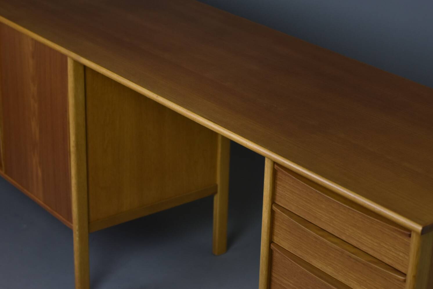 Scandinavian teak & oak desk-sideboard 1950s/60s
