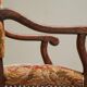 Sheep Bone Armchair in solid wood and 19th-century upholstery
