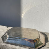 Octagonal silver-plated metal dish
