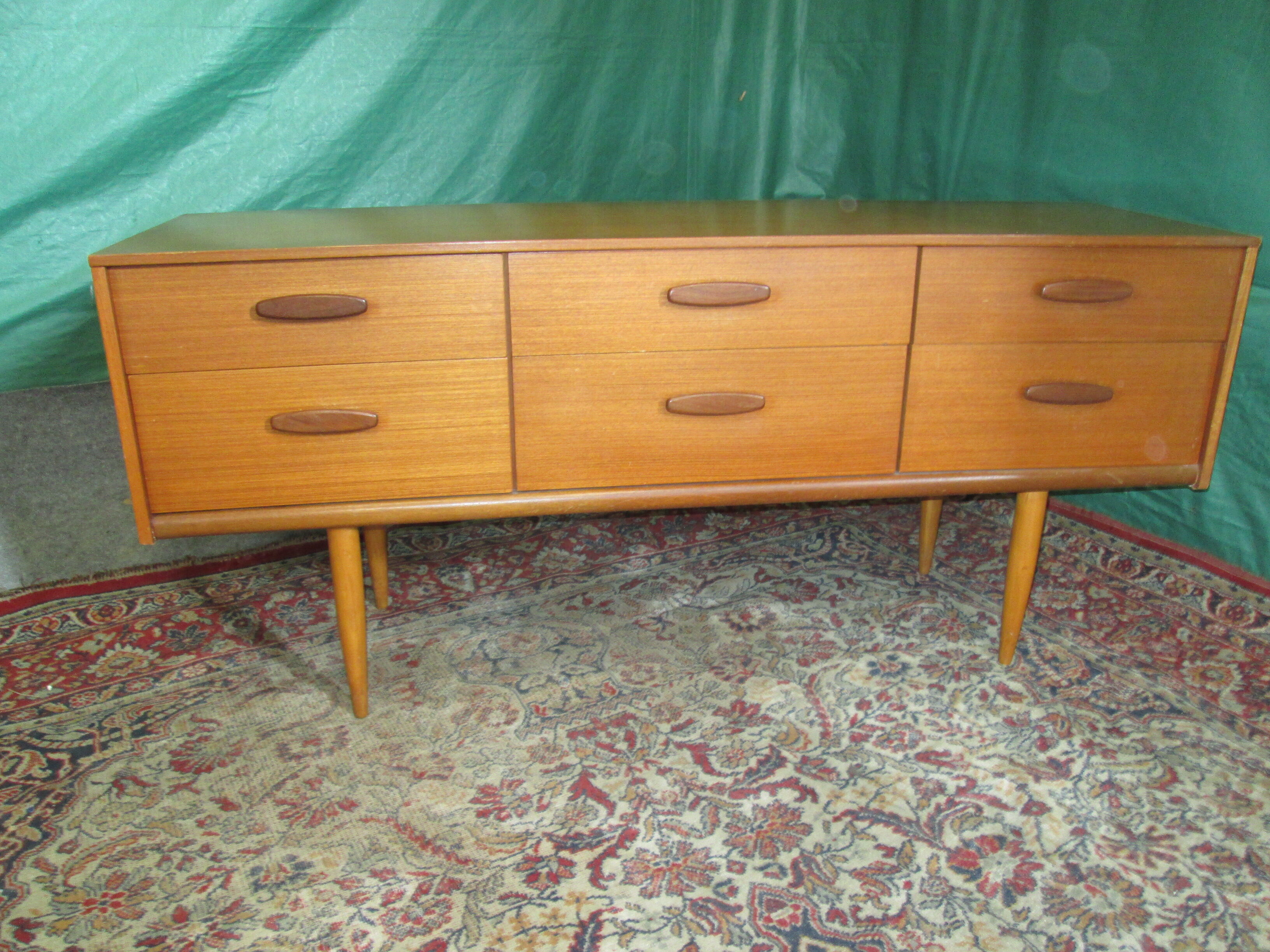 6 drawers vintage teak sideboard