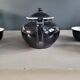 Antique black and white ceramic coffee set
