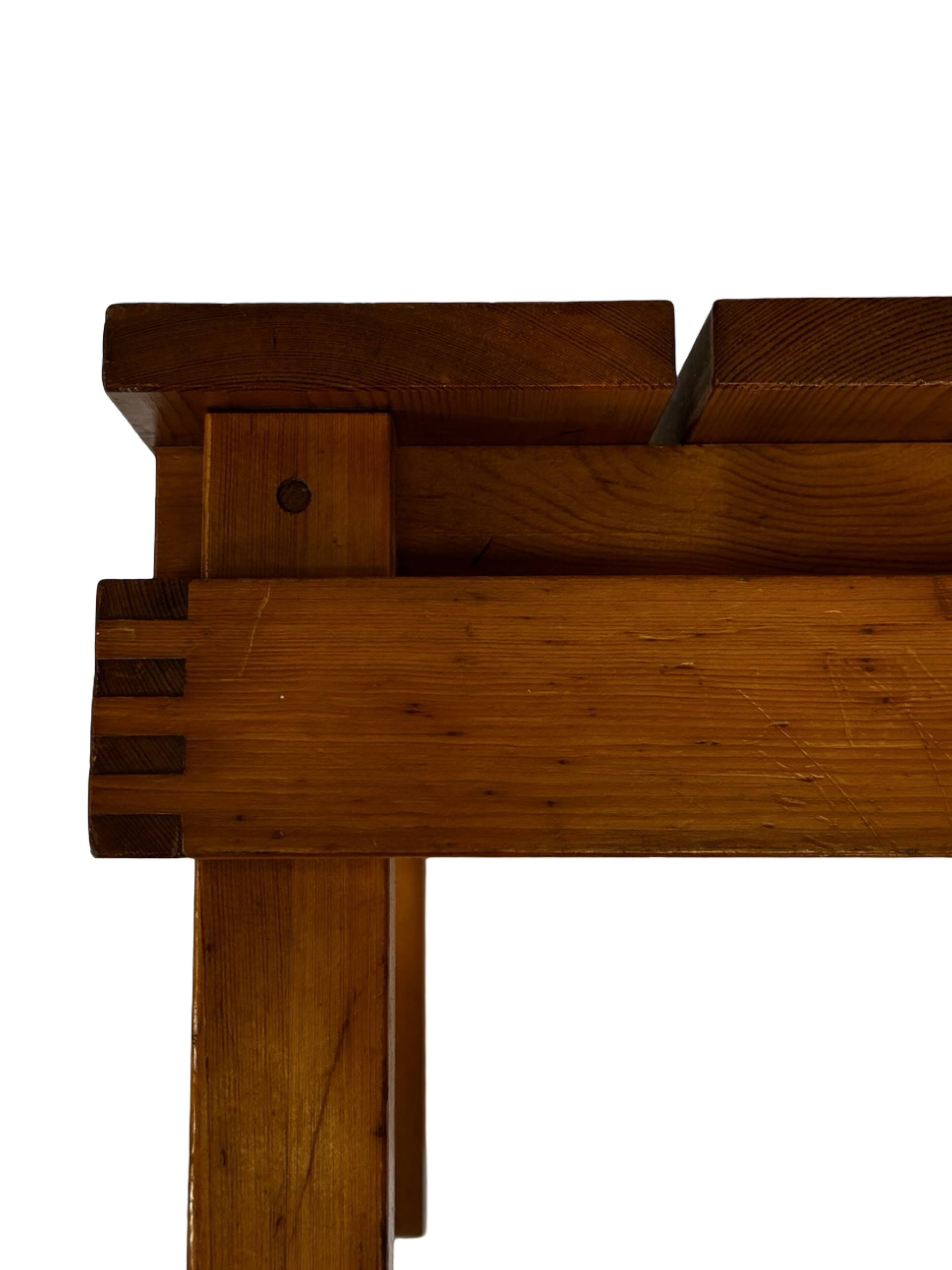 Vintage Pinewood Slatted Coffee Table Design 1970s