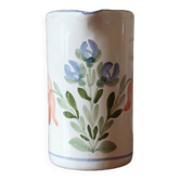 Vintage ceramic pitcher hand painted and signed, floral pattern