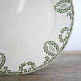 Plat à gâteau sur pied, compotier ancien par la manufacture Sarreguemines, France