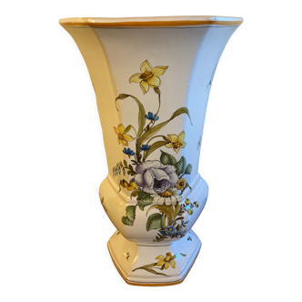 Vase in polychrome earthenware of Moustiers