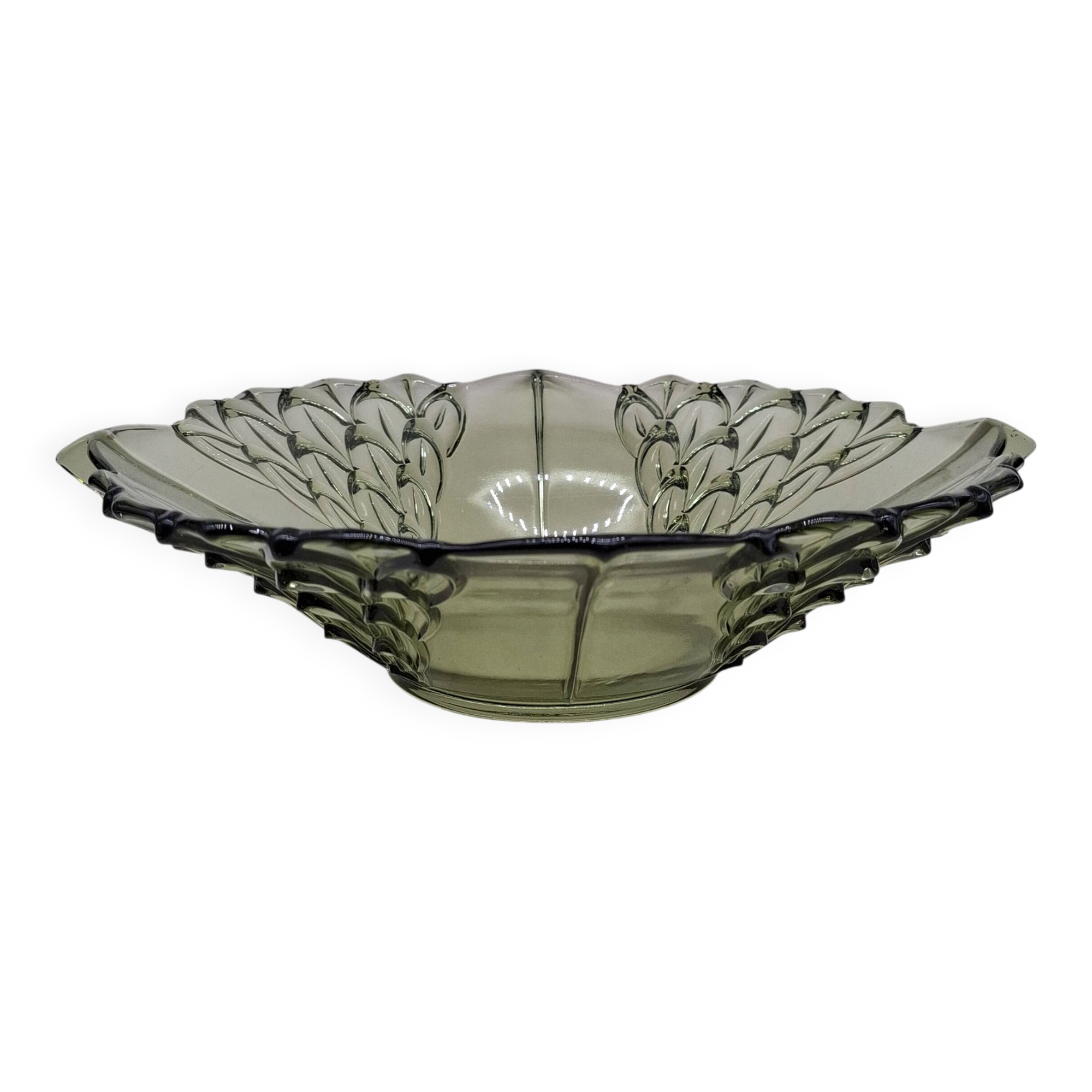 Manage khaki green glass flat salad bowl
