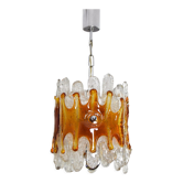Murano Chandelier Amber and Clear Lava Mazzega Italian Mid Century 60s