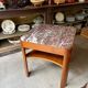 Square side table in wood and red marble 60 x 60 cm