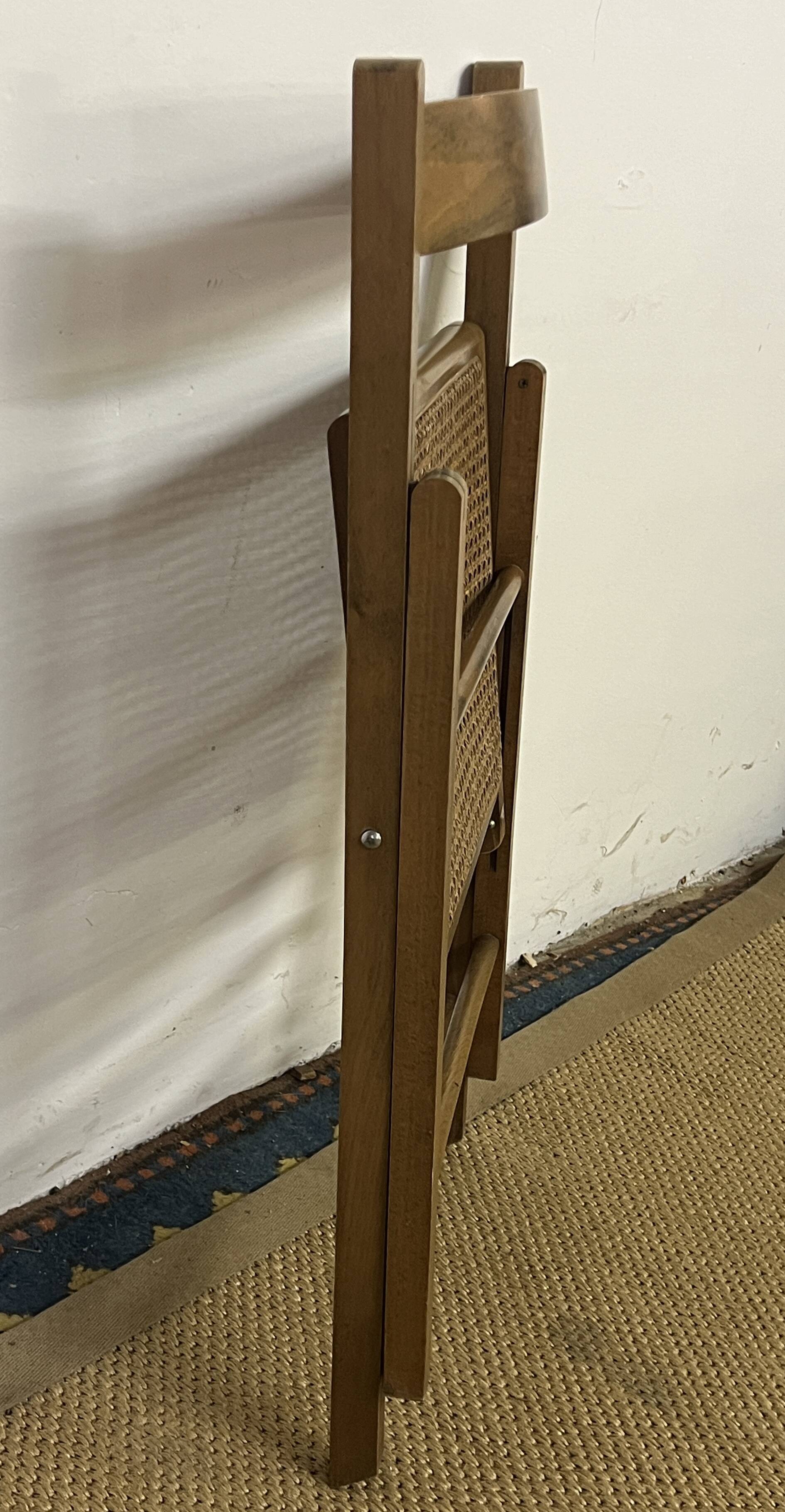 Vintage wooden and cane folding chair