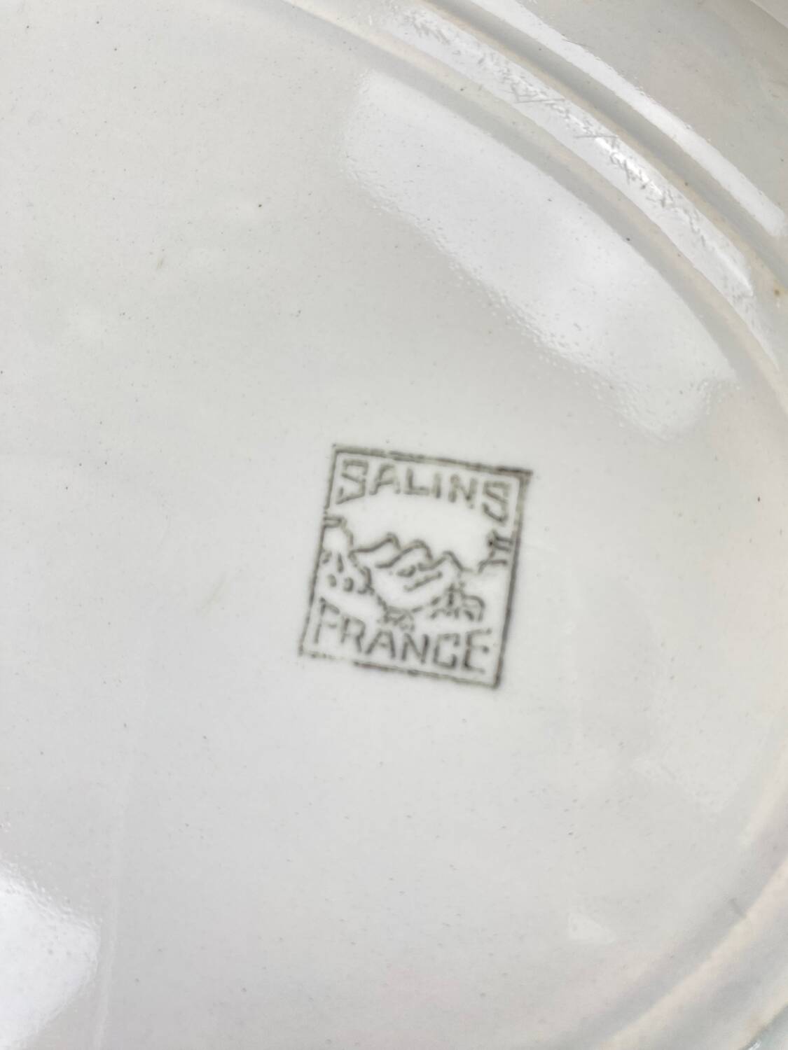 Large white opaque porcelain dish from Salins