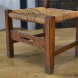 Children's wooden chair with straw seat