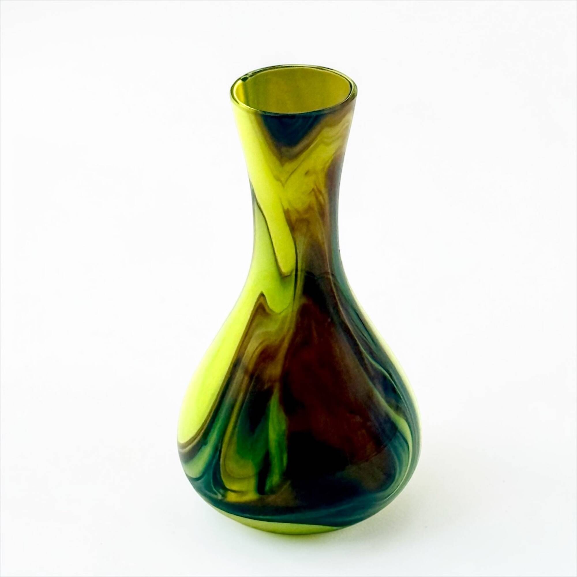Vase en verre de Murano jaune citron et améthyste Carlo Moretti années 70