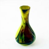 Vase en verre de Murano jaune citron et améthyste Carlo Moretti années 70