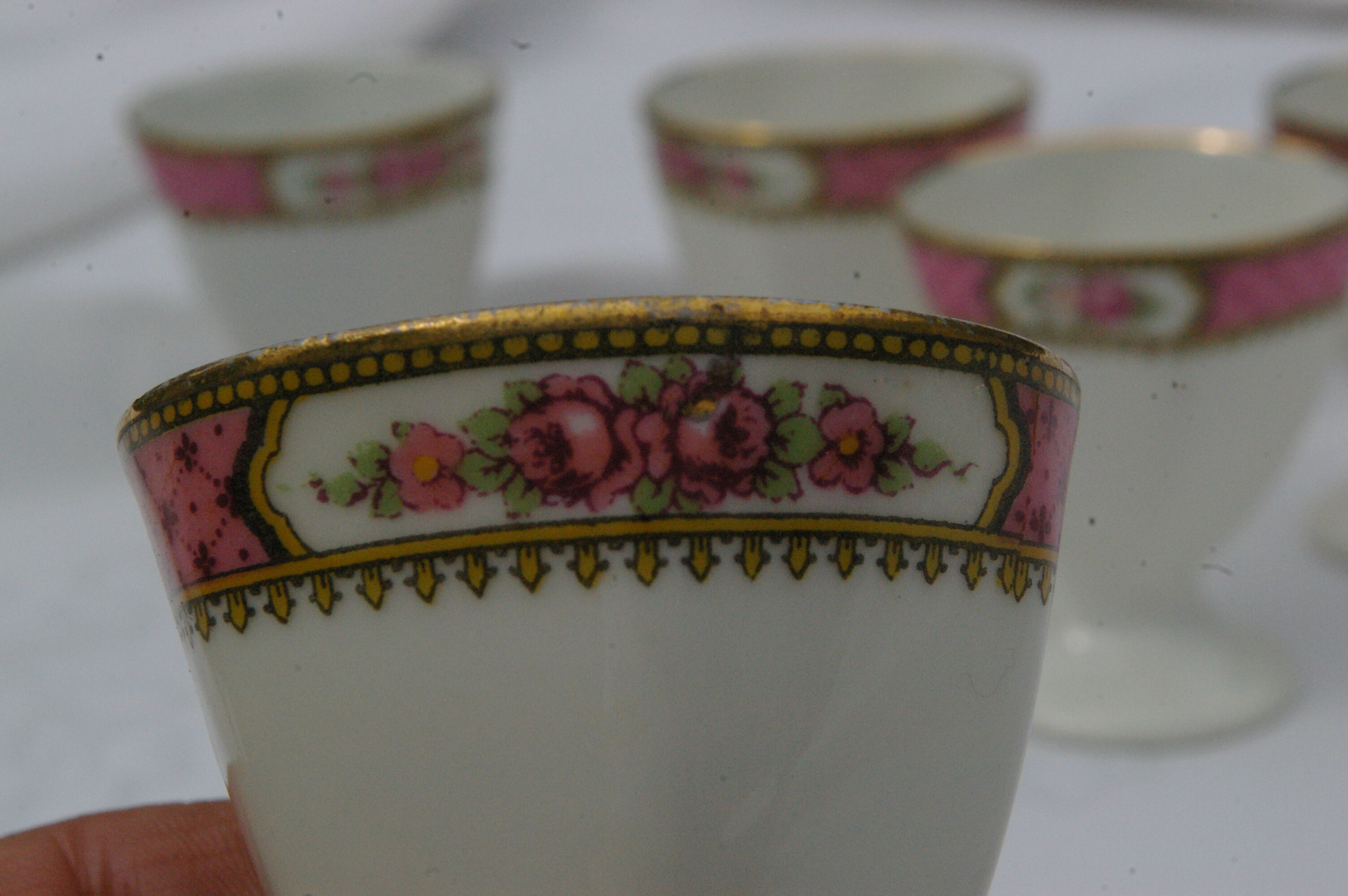 5 old limoges porcelain coquetiers