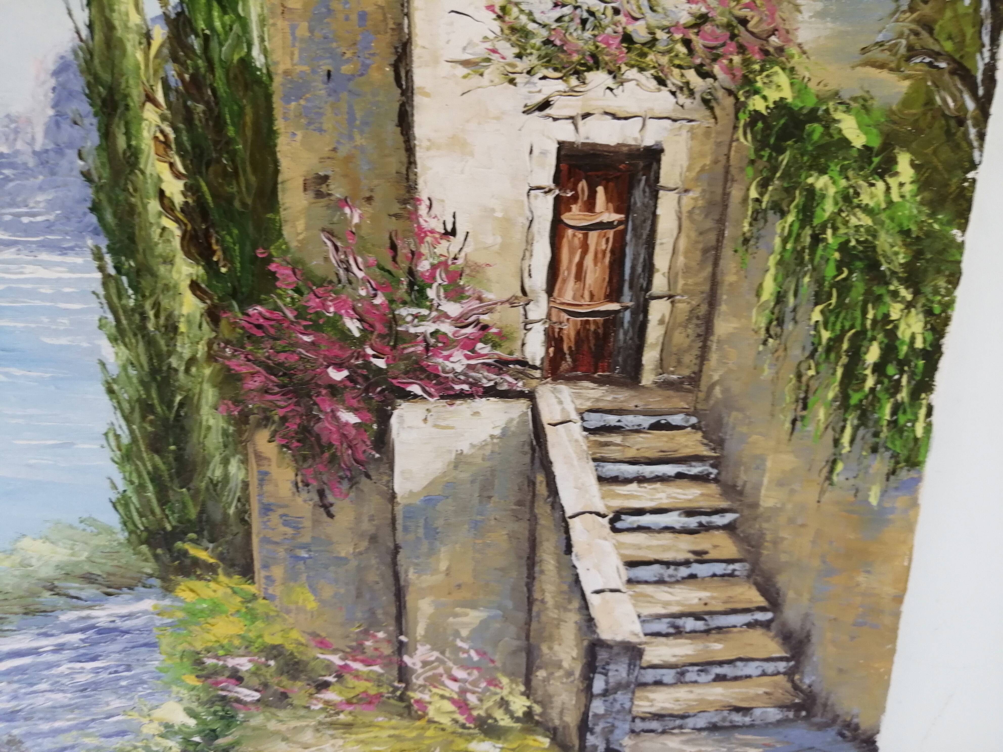 Huile sur toile mas provençal signé Danucho peintre varois