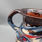 Pitcher broc cruche multicolored coulure in glazed terracotta 2 liters