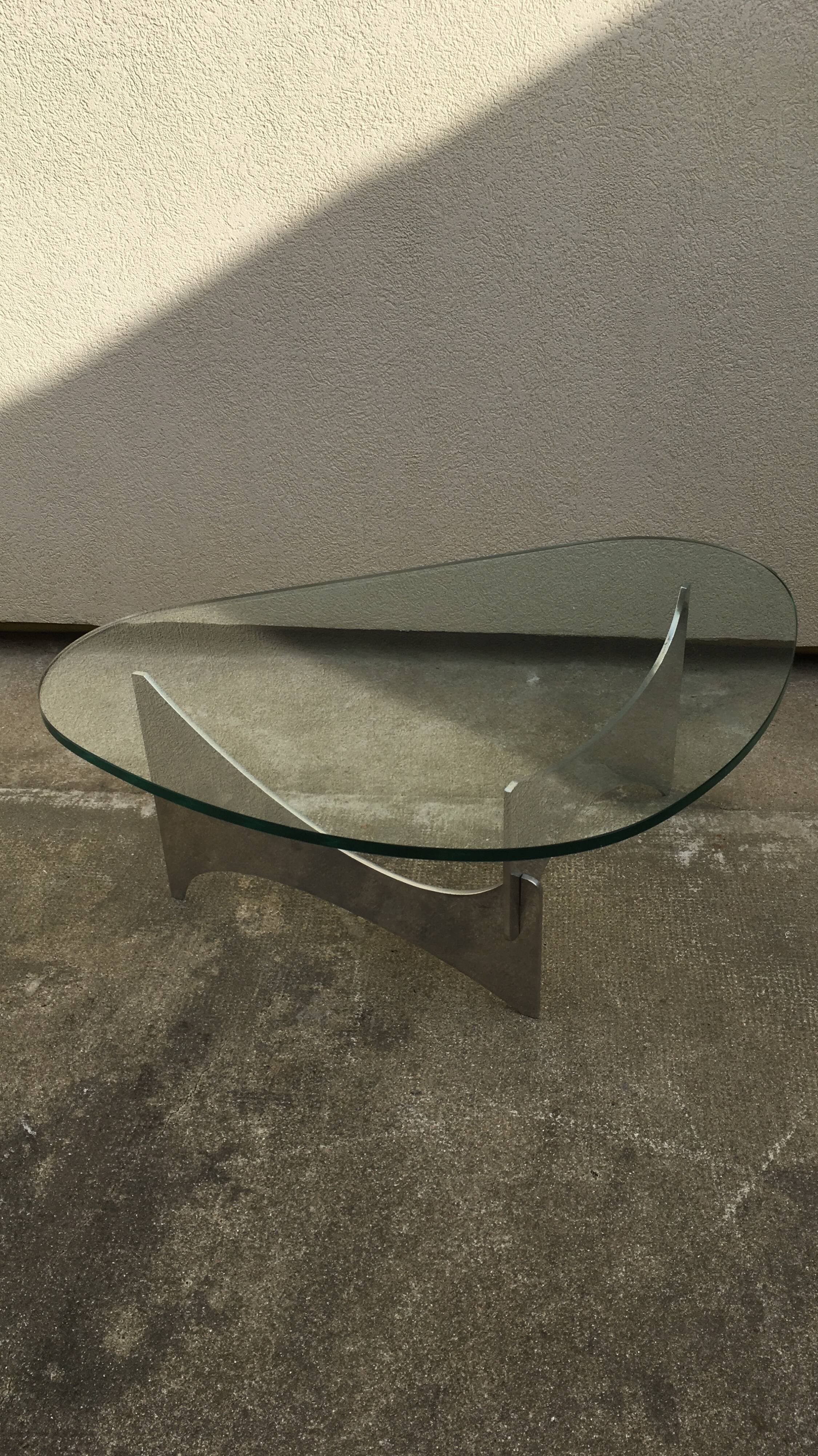 Glass and metal coffee table