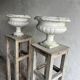 Pair of antique Médicis garden vases in cast stone.